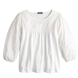 J. Crew Eyelet White Yoke Top